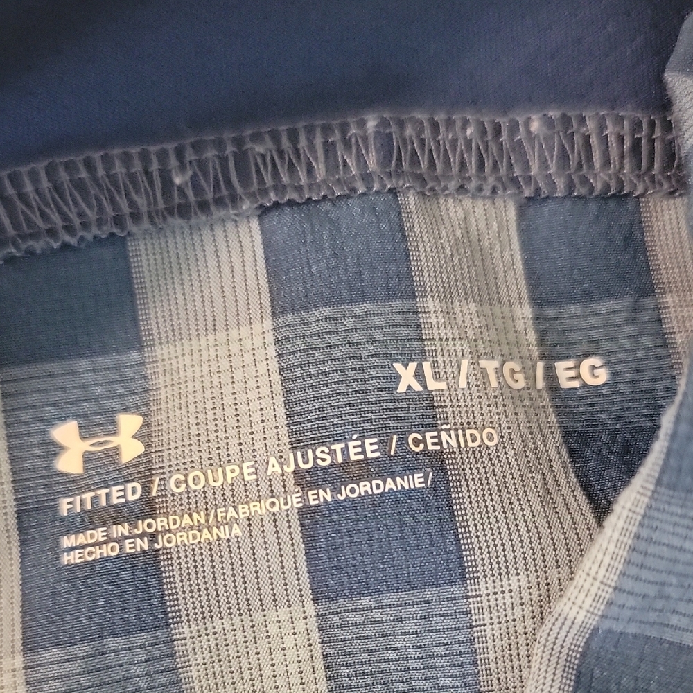 Under Armour Men's Blue Checkered Button Down Shirt - Picture 2 of 4